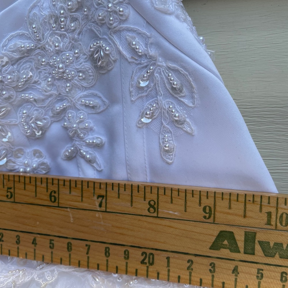 Davids Bridal Girl 4 White Princess Pageant Halter Lace Pearl Flower Girl Formal - Picture 5 of 8